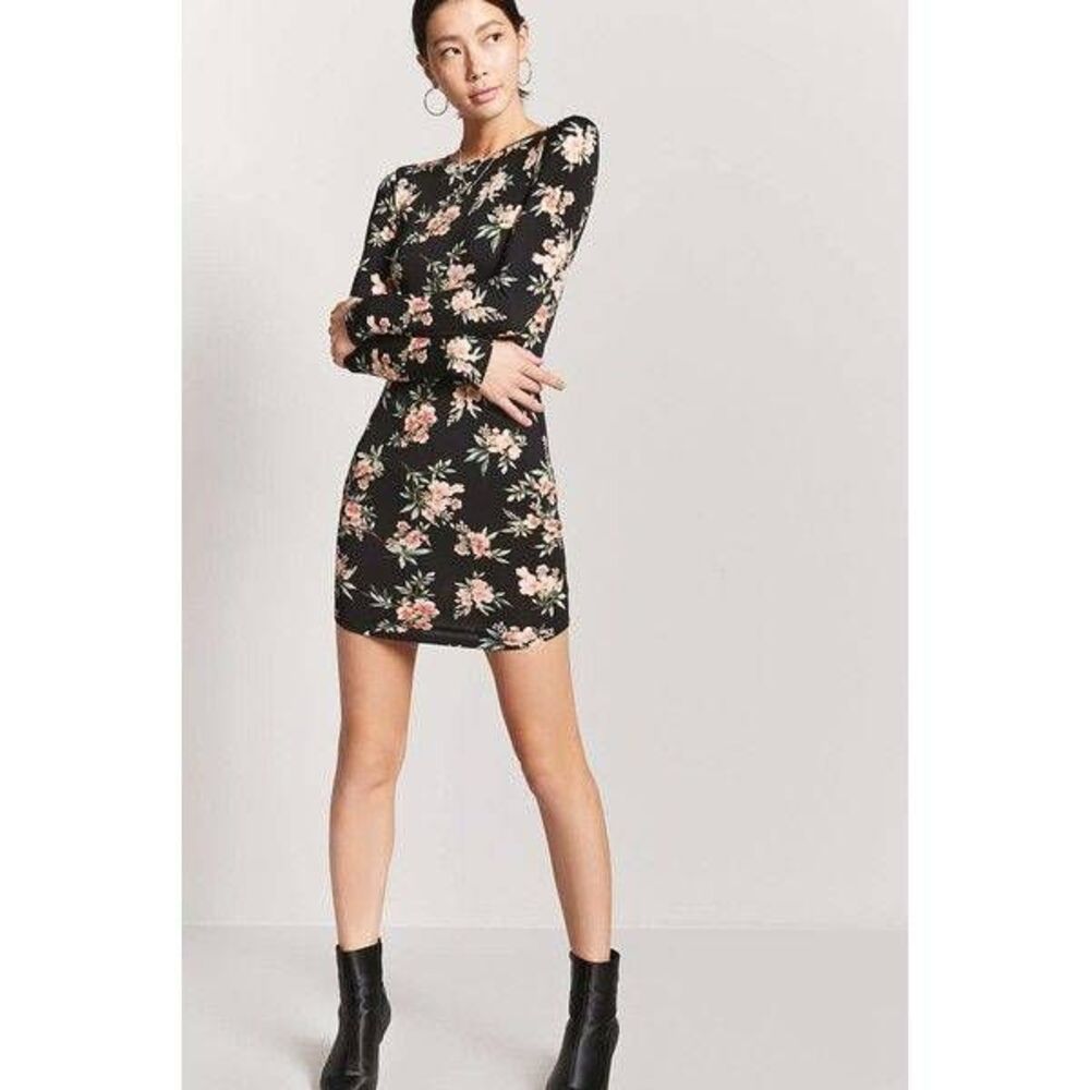 Forever 21 Floral Long Sleeve Mini Dress